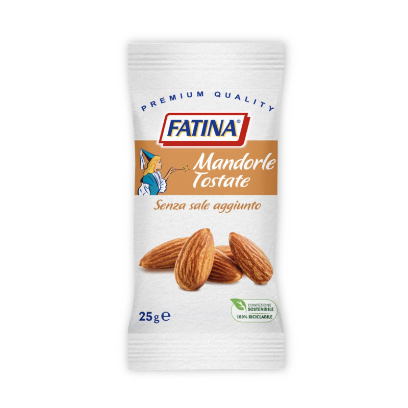 Mandorle Tostate Senza Sale Aggiunto - Fatina - Snack Frutta Secca - 26 x 25 g