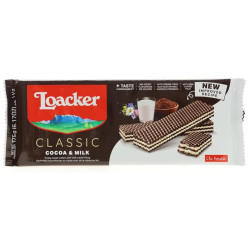 Biscotti Wafer Loacker - Classic Cacao & Milk - 4 Snack da 45 gr