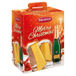 Pandoro Balocco - Merry Christmas 750 gr - Confezione Regalo con Spumante