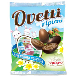 Ovetti Crispo Cioccolato al Latte - Ripieni Crema alla Nocciola 130 GR