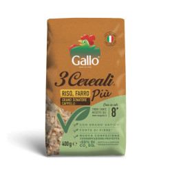 3 Cereali - Gallo - Riso, Farro Più - Grano Senatore Cappelli - 400 gr